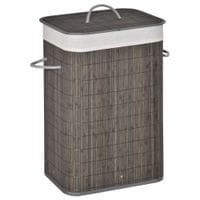Laundry Basket Collapsible Hamper with Flip Lid Lining and String Handles, Grey