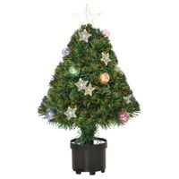 2FT Pre-Lit Artificial Fibre Optic Christmas Xmas Tree w/Lights Mini Decoration