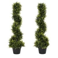 Set of 2 90cm/3FT Artificial Spiral Topiary Trees w/Pot Fake Plant Home Garden