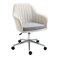 Leisure Office Chair Linen Swivel Computer Desk Chair Study W/Wheel, Beige