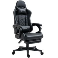 Racing Gaming Chair W/Arm, Faux Leather Gamer Recliner Home Office, Black