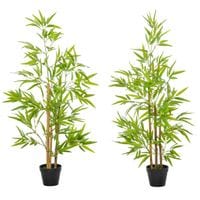 Set of 2 120cm/4FT Artificial Bamboo Tree Decorative Plant w/Pot Indoor Outdoor