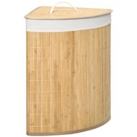 Bamboo Laundry Basket with Lid 55L Corner Laundry Hamper Washing Baskets Natural