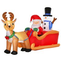 4ft Christmas Inflatable Santa Claus on Sleigh Deer LED Lighted for Decoration
