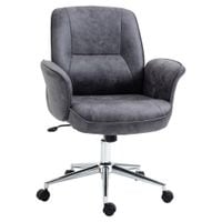 Swivel Computer Office Chair Mid Back Desk Chair Home Study Bedroom, Deep Grey