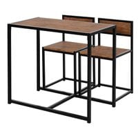 3 Pcs Table Stool Set Dining Room Bar Modern Style Furniture Metal Frame