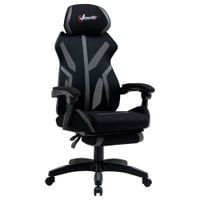 Mesh Office Chair Desk Swivel Task Recliner W/Footrest, Lumbar Support, Grey