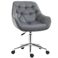 Velvet Home Office Chair Comfy Desk Chair W/Adjustable Height Armrest Dark Grey