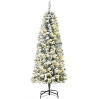 5FT Prelit Snow Flocked Christmas Tree w/Light, Indoor Home Xmas Decoration