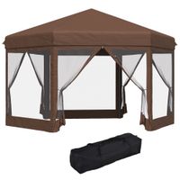 4x4m Garden Gazebo Tent Outdoor Metal Adjustable Sunshade w/Zippered Net