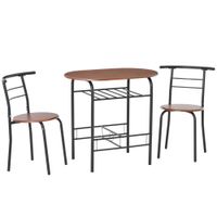 3-Piece Bar Table Set 2 Stools Industrial Style Dining Room W/Storage Shelf