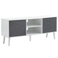 TV Cabinet Unit W/Shelves, Entertainment Center W/Foldable Storage Drawers