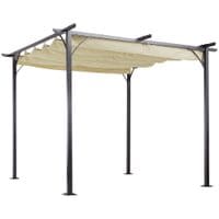 Outdoor Steel Pergola Gazebo Porch Awning Retractable Canopy Grape Trellis