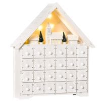 24-Drawer Wooden Christmas Advent Calendar, Wooden Light-Up Holiday Decoration