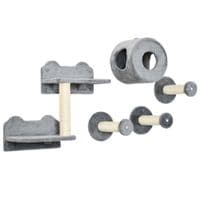 5 Pieces Cat Wall Furniture with Perch, Cat Condo, Scratching Post - Grey