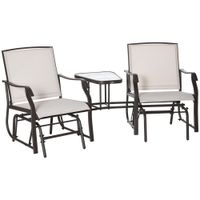 Double Glider Rocking Chairs Garden Table High Back Conversation Duo Set84A-084BG