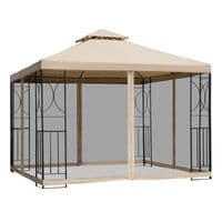 3x3 (M) Outdoor Gazebo Patio Pavilion Canopy Tent w/Netting & Shelf 2-tier Roof