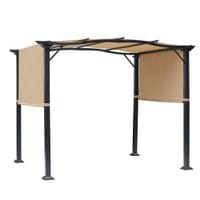 Outdoor Retractable Pergola Gazebo Overhead Shade Sun Shelter Steel Polyester