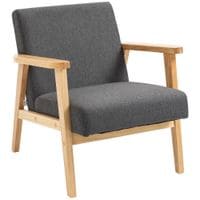 Upholstered Armchair Accent Chair W/Rubber Wood Legs for Living Room Dark Grey