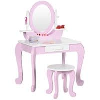 Kids Dressing Table w/Mirror and Stool, for Ages 3-6 Years - Pink