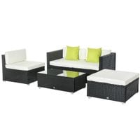 5 Pieces Rattan Sofa Set Wicker Sectional Furniture Cushion Garden Outdoor860-017BK