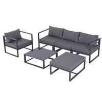 6pcs Garden Sectional Sofa Set Aluminum Frame Coffee Table Footstool w/Cushions