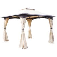 10' X 10' Outdoor Patio 2-Tier Roof Gazebo Canopy Steel Frame w/Mesh Sidewalls
