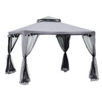 3 X 3 (M) Metal Gazebo Outdoor 2-tier Roof Marquee Party Tent with Netting84C-133GY