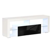 140cm TV Stand Cabinet High Gloss TV Stand Unit W/Led RGB Light Black & White