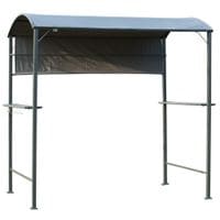 2.2 X 1.4m Outdoor Double-tier Bbq Grill Canopy Gazebo w/2 Shelf, 5 Hooks