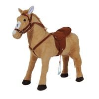 Kid Toy Standing Horse Plush Pony 60cm Traditional Gift w/Neigh Sound Beige