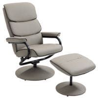 Faux Leather Recliner Chair w/Ottoman, 135 Adjustable Backrest & Thick Padding