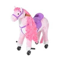 Kids Toy Rocking Horse Wood Plush Animal Wooden Riding Walking Wheel Gift Sound330-016PK