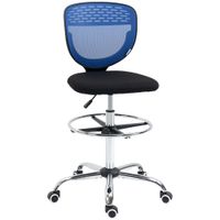 Drafting Chair, Swivel Draughtsman Chair, Mesh Fabric Standing Desk Chair, Blue