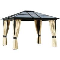 3x3.6M Aluminum Garden Gazebo Tent w/LED Solar Light ,Side Net Outdoor Sunshade