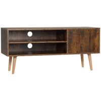 TV Stand Cabinet with Cable Management, Cupboard and Shelves Living Room, Brown