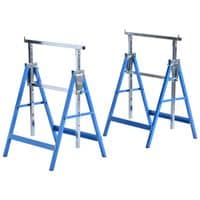 Set of 2 Steel Saw Horses Telescopic Builders Trestle Work Bench Folding Blue