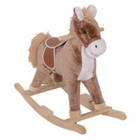 Kids Rocking Horse Wooden Plush Age 3+ Children Ride on Toy Rocker Nursery Baby