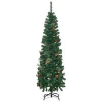 5.5FT Pencil Artificial Christmas Tree Holiday Decoration w/412 Tips Pine Cones