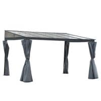 Outdoor Pergola Gazebo Party Tent Garden Sun Shelter 4 X 3m with Curtains, Grey