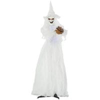 72" White Witch Halloween Prop Decoration, Life Size Standing Skeleton Ghost