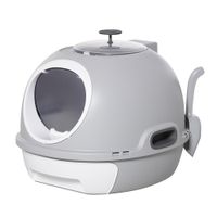 Cat Litter Box Pet Toilet with Litter Scoop Enclosed Drawer Skylight Grey