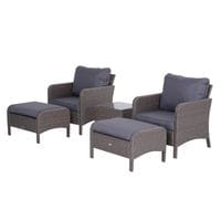 5 Pcs PE Rattan Garden Patio Furniture Set w/Chair Stool Coffee Table Seating860-066V01