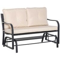 Garden Porch Glider Swing Loveseat Lounge Chair for 2 People w/Cushion Khaki