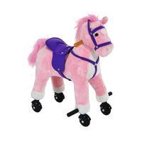 Rocking Horse Little Baby Plush Toy Wooden Style Ride on Rocker Sound Kids Gift330-047PK