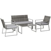 4-Piece Deluxe Outdoor Patio PE Rattan Wicker Sofa Chaise Lounge Furniture Set