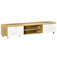 Modern Unit for TV W/Cabinet Shelf for Living Room - Light Brown and White