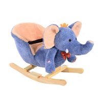 Children Kids Wooden Rocking Horse Rocker Elephant Ride on Toy Gift Seat Songs