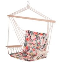 Hanging Hammock Chair with Wooden Arms Safe Rope Frame and Removable Pillow84A-142GN