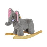 Baby Kids Plush Toy Rocking Horse Elephant Sheep Style Ride on Rocker W/Songs